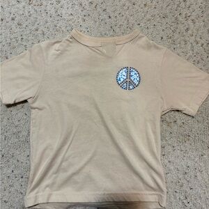 Wonder Nation Tan Tee with Blue Peace Sign